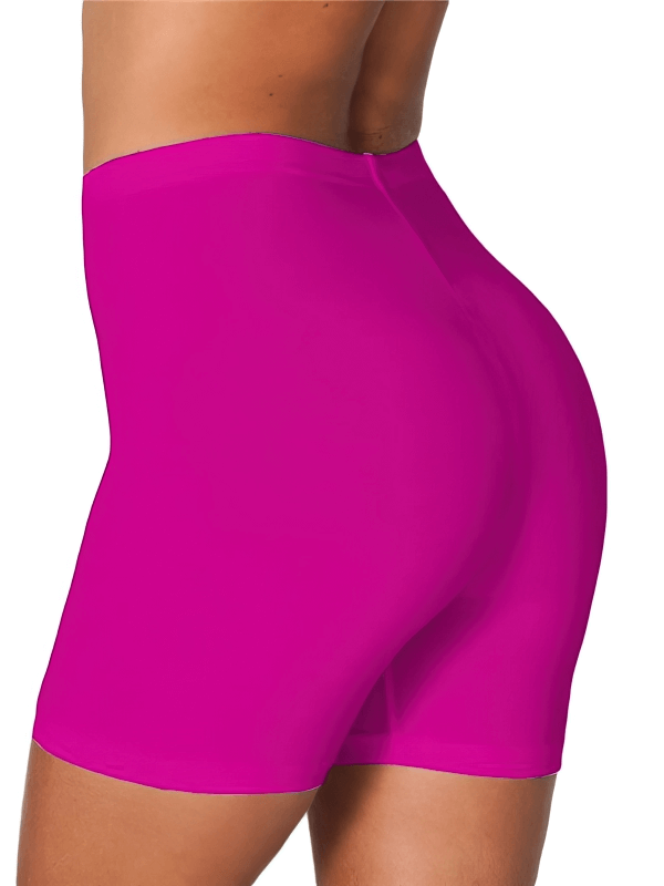Slim Elastic Women's High-Waist Fitness Shorts in Vibrant Pink - SF0191